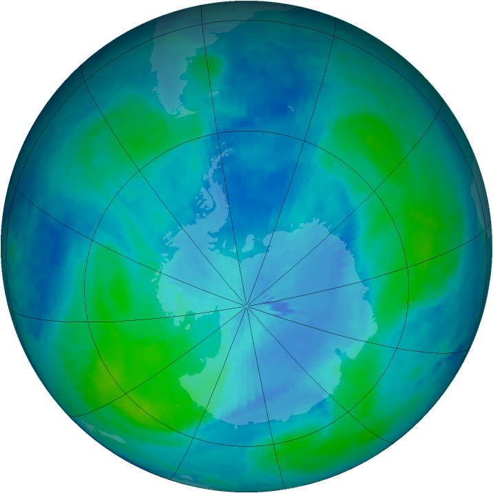 Antarctic ozone map for 02 March 1999